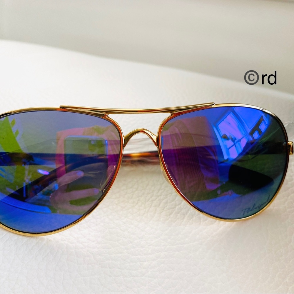 Oakley Aviator Polarized Blue Gold Sunglasses - Picture 7 of 15